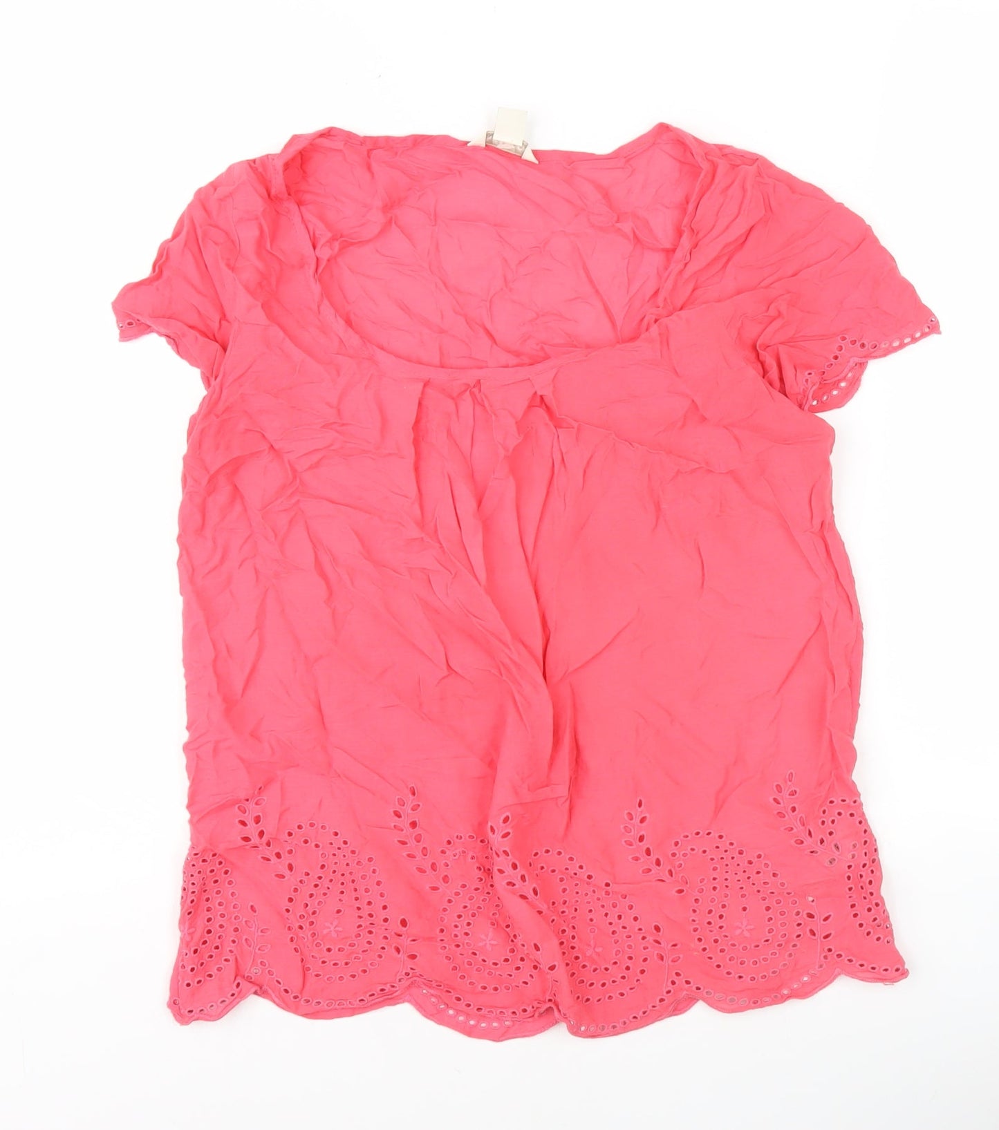 Monsoon Pink Crochet Accent Women's Blouse Size 8