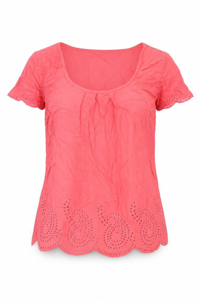 Monsoon Pink Crochet Accent Women's Blouse Size 8