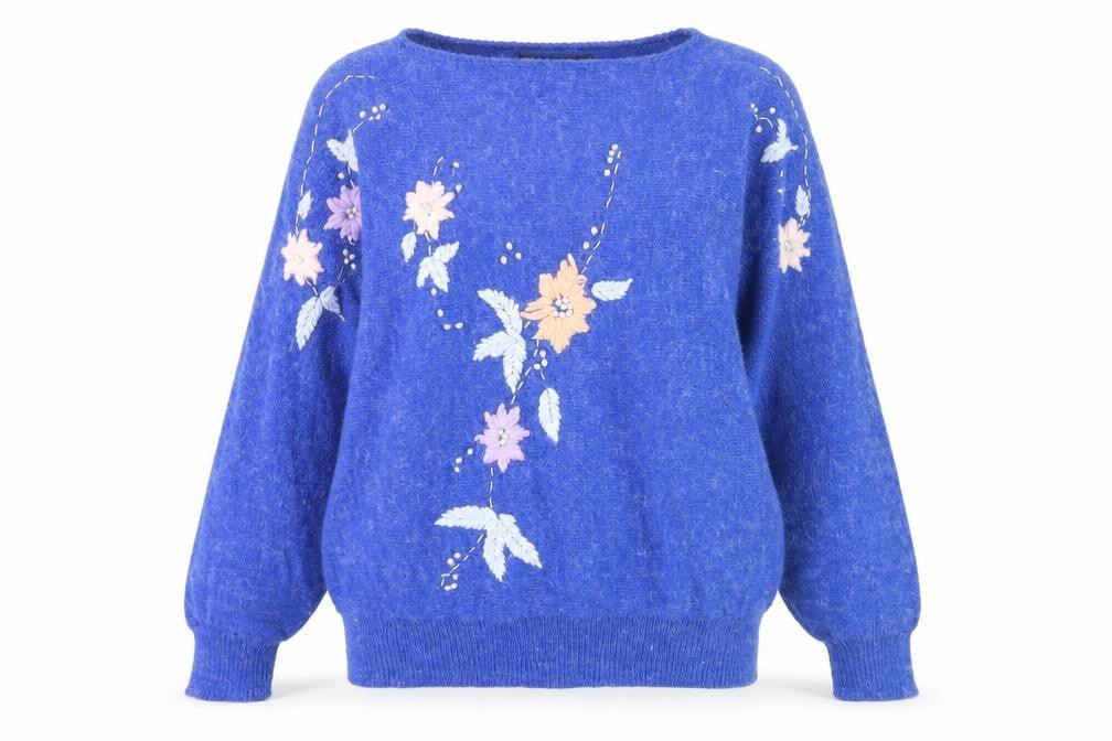 Tigi-Wear Blue Women's Embroidered Pullover Jumper