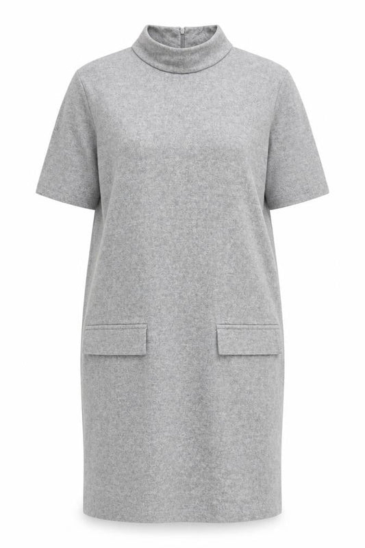 Zara Women's Grey High Neck Wool Dress XL