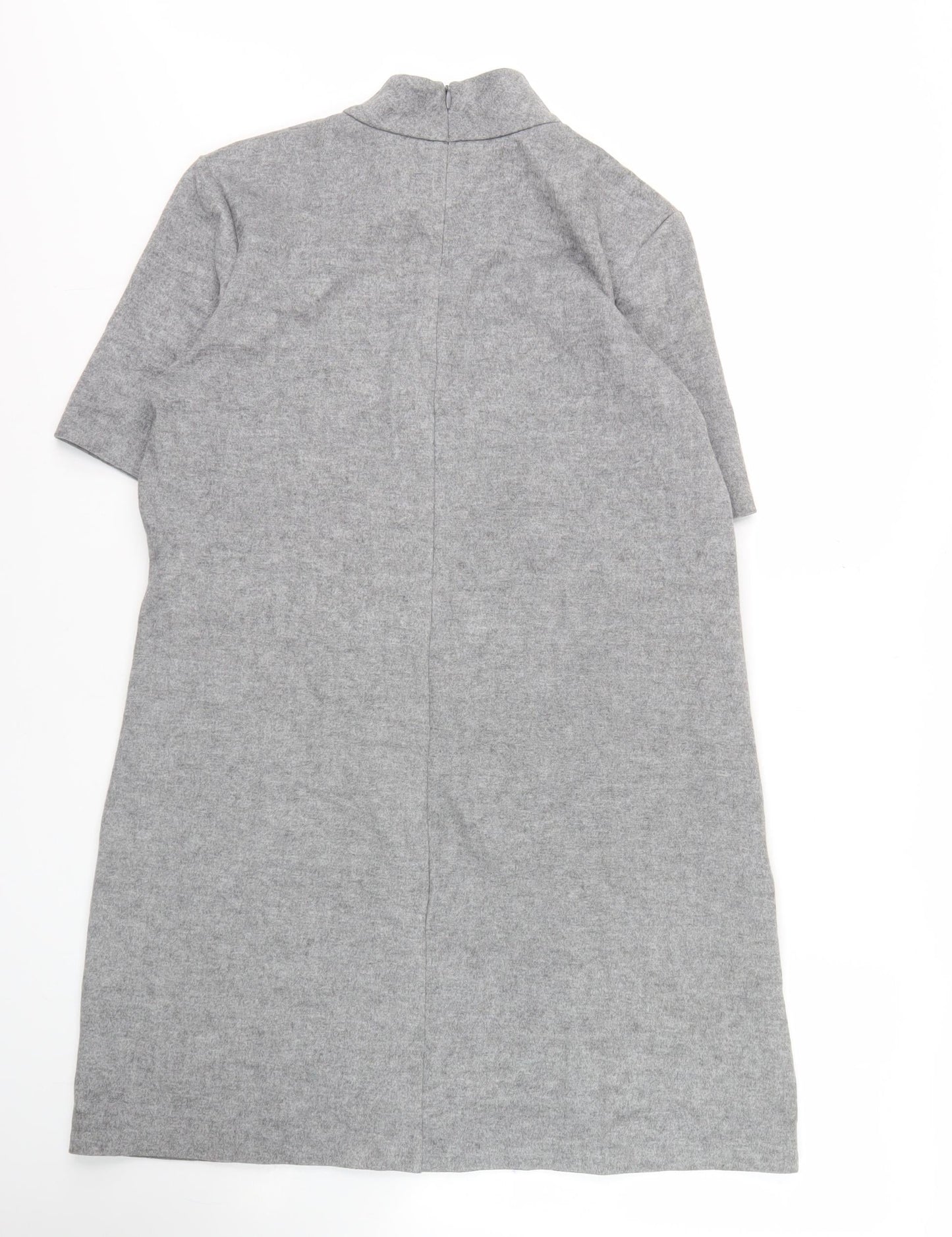 Zara Women's Grey High Neck Wool Dress XL