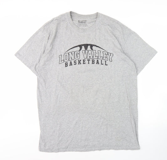 Gildan Men's Grey Sports Graphic Print T-Shirt L