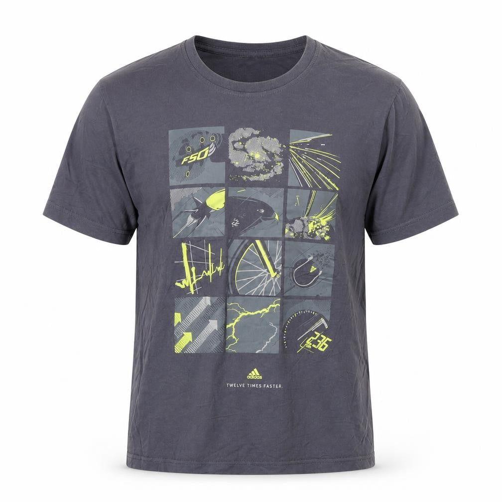 Adidas Men's Grey Graphic Print Short Sleeve T-Shirt