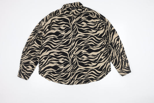 Vero Moda Women's Black Animal Print Button-Up Shirt XL
