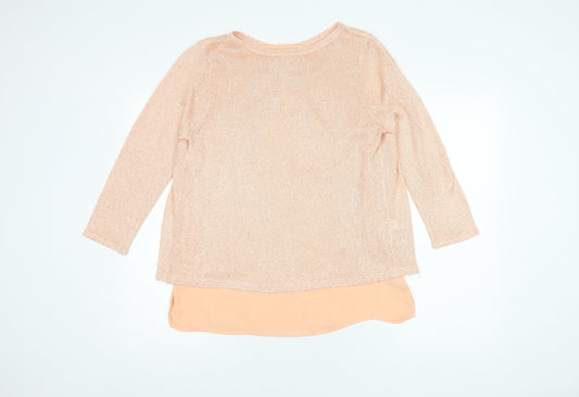 Monsoon Women's Peach Sequin 3/4 Sleeve Top Size 14