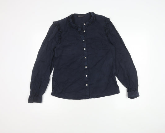 Marks and Spencer Women's Blue Button-Up Shirt Size 10