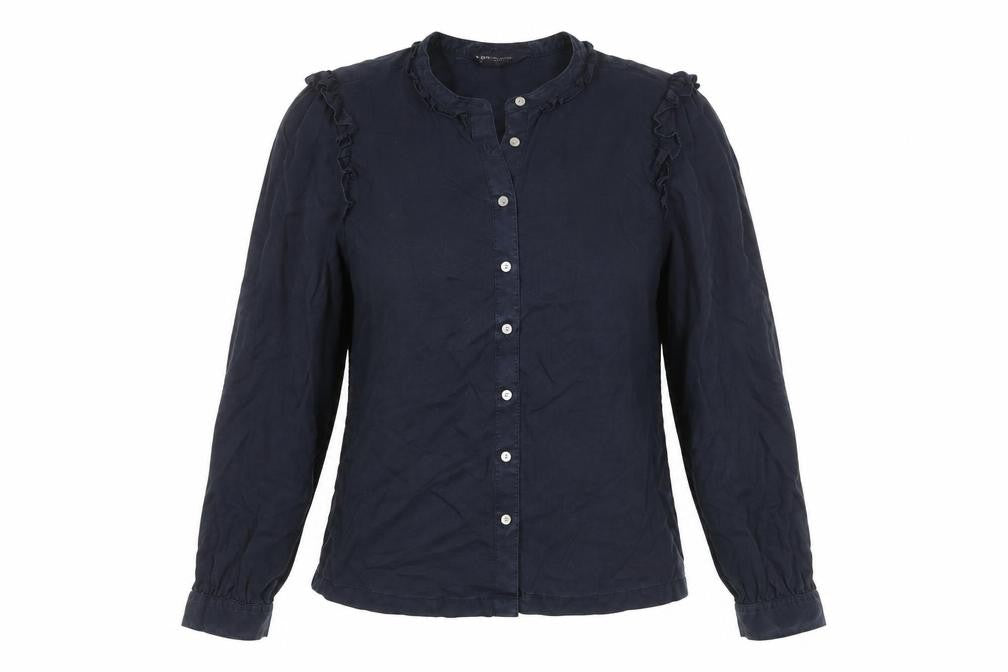 Marks & Spencer Women's Blue Button-Up Shirt Size 10