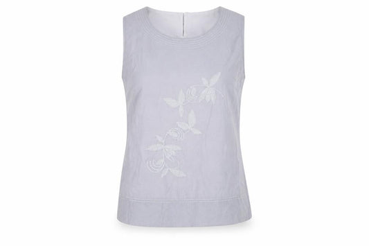 Front view of Jacques Vert Women's Grey Sleeveless Blouse, size 10
