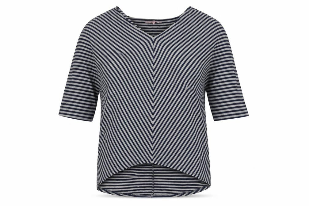 Phase Eight Blue Striped Top, Size 12, V-Neck, Women's