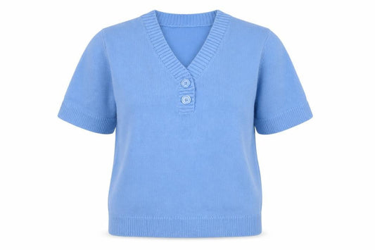 Damart Women's Blue Henley Knit Jumper Size L