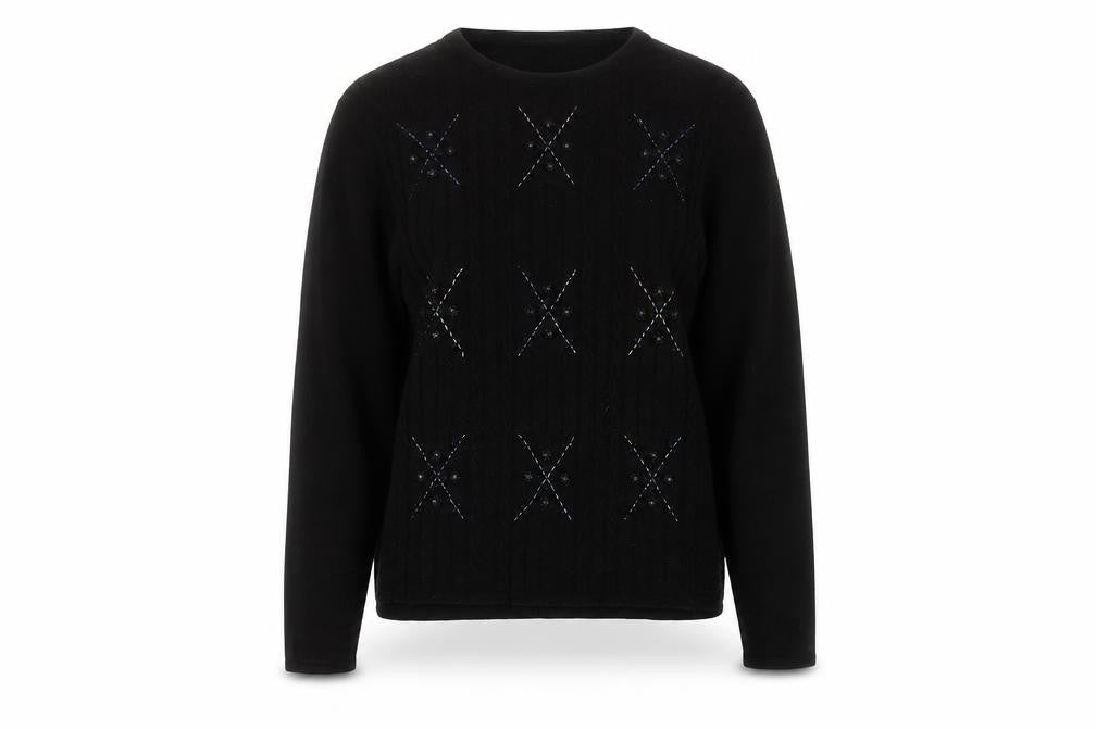 Jan Eva Women's Black Cable-Knit Jumper L
