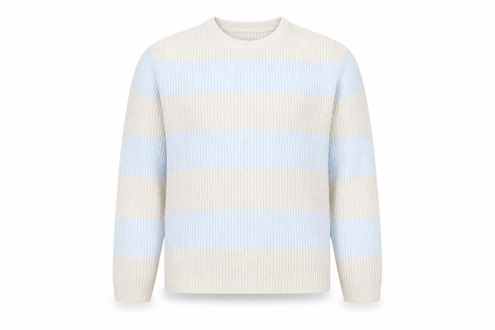 Marks & Spencer Women Beige Blue Striped Pullover Jumper