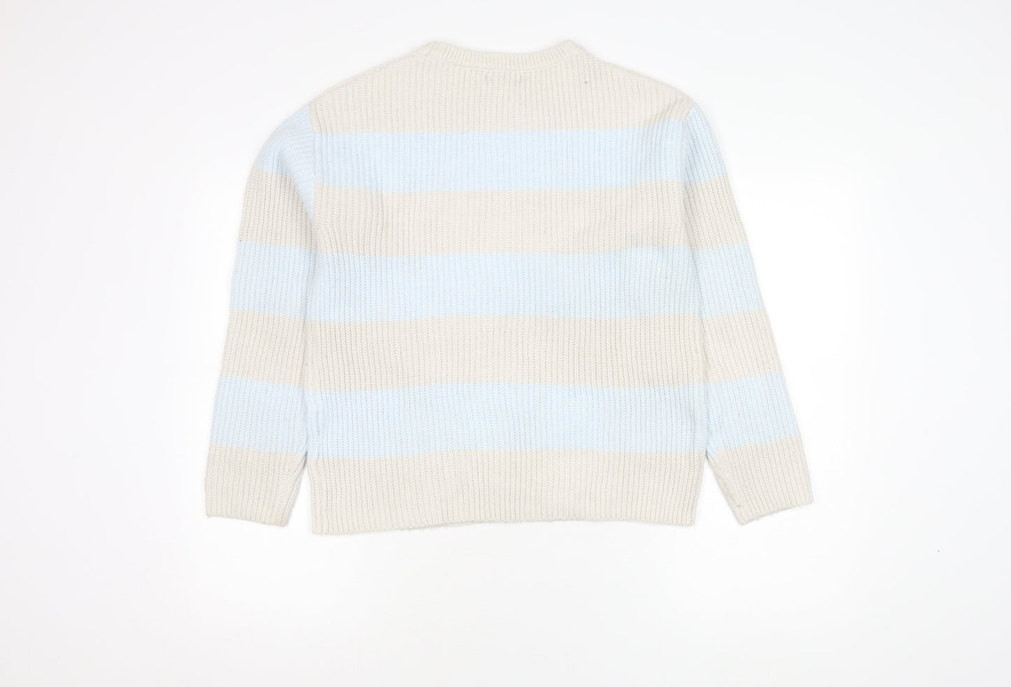 Marks and Spencer Women Beige Blue Striped Pullover Jumper