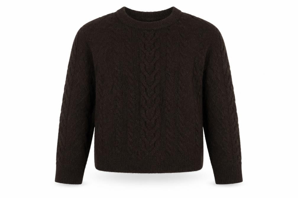 H&M Men's Brown Cable-Knit Pullover - Size M