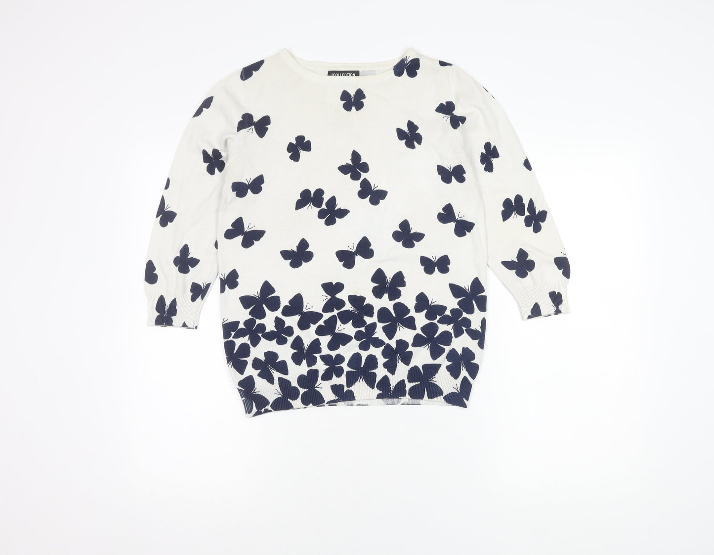 Debenhams Women's White Pullover Butterfly Jumper Size 12