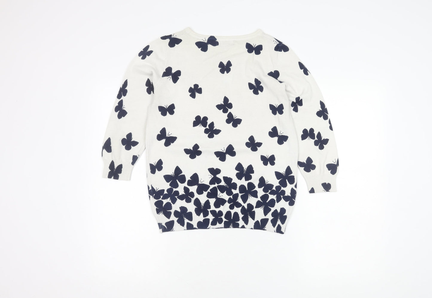 Debenhams Women's White Pullover Butterfly Jumper Size 12