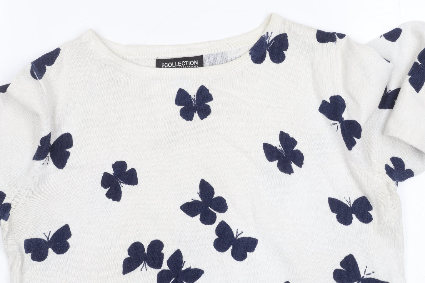 Debenhams Women's White Pullover Butterfly Jumper Size 12