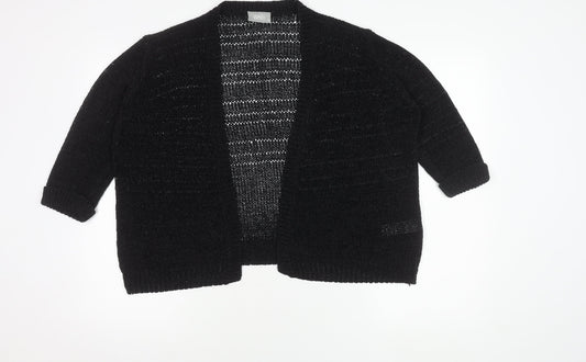 Wallis Women's Black Open Front Cardigan, Size M, Open Knit Style
