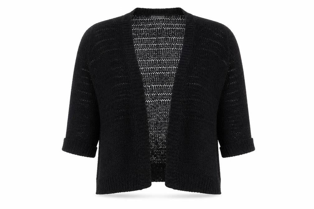 Wallis Women's Black Open Front Cardigan, Size M, Open Knit Style