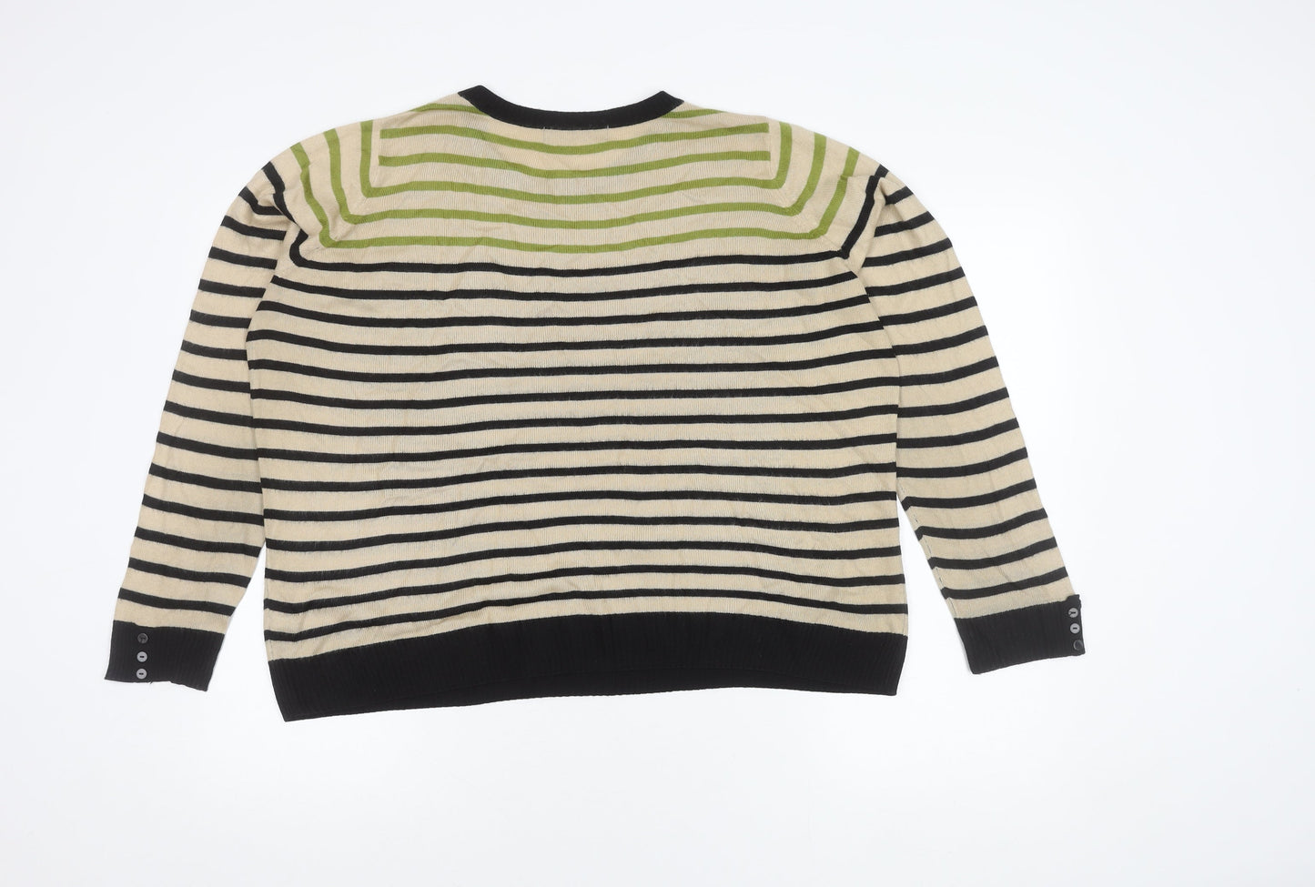 Marks and Spencer Women's Green Striped Pullover Jumper Size 14