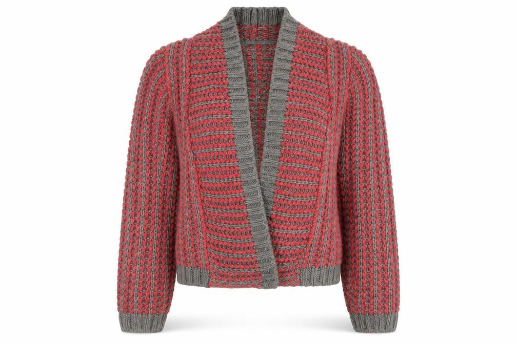 Marks & Spencer Women Grey Striped Open Front Cardigan S