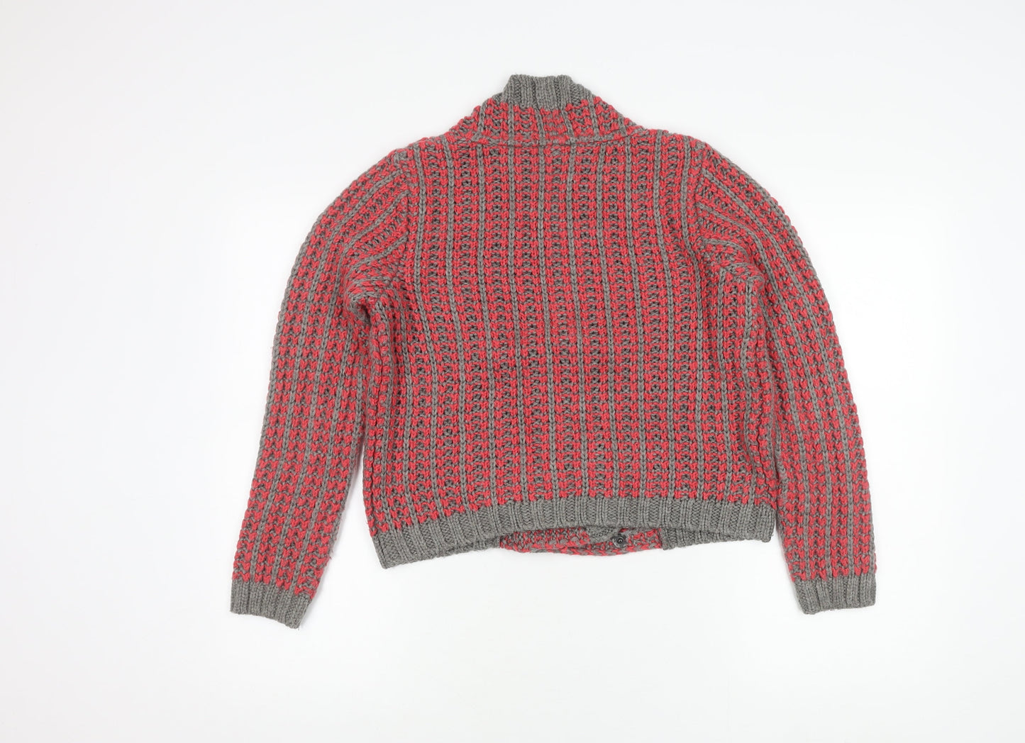 M&S Women Grey Striped Open Front Cardigan S