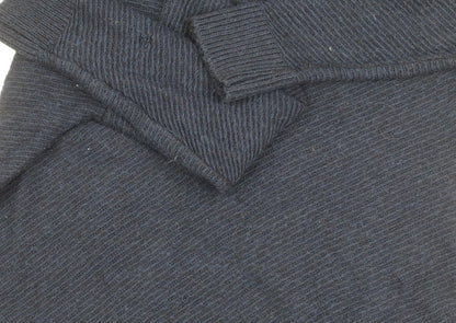 Zara Men's Blue V-Neck Jumper, Medium, Wool Blend