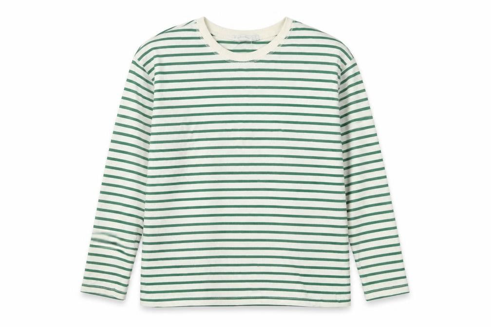 Stradivarius Women's Green Striped Long Sleeve T-Shirt XS