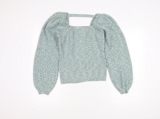 JustFab Women's Blue Square Neck Jumper, Size S