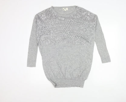 Next Women's Grey Sequin Jumper Size 10