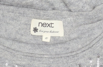 Next Women's Grey Sequin Jumper Size 10
