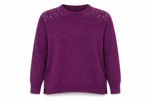 Bonmarché Women's Purple Chunky-Knit Pullover Jumper Size 20