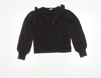Preloved Next Girls Black Glitter Jumper, Size 11yrs, Pullover Style - Front