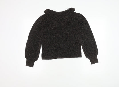 Preloved Next Girls Black Glitter Jumper, Size 11yrs, Pullover Style - Back