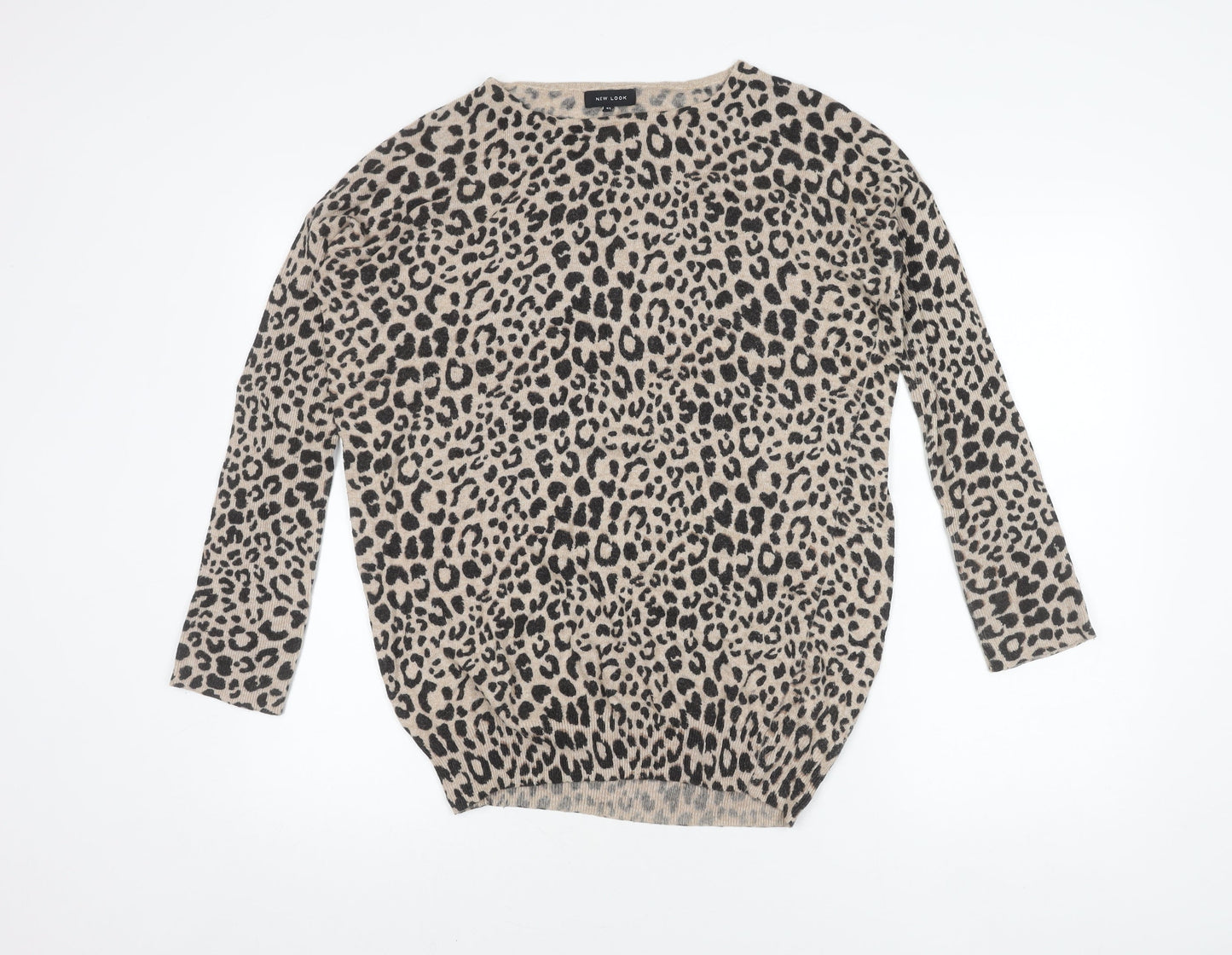 New Look Women's Beige Animal Print Pullover Jumper Size 12