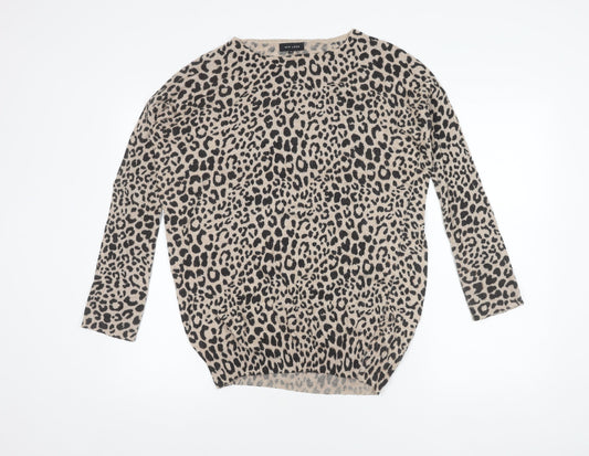 New Look Women's Beige Animal Print Pullover Jumper Size 12