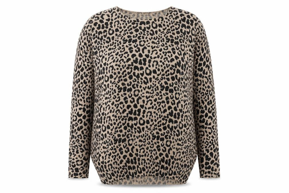 New Look Women's Beige Animal Print Pullover Jumper Size 12