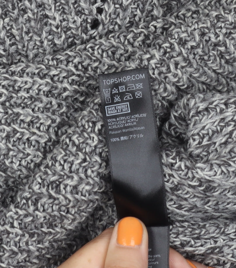 Topshop Women's Grey Chunky-Knit Acrylic Jumper, Size 8