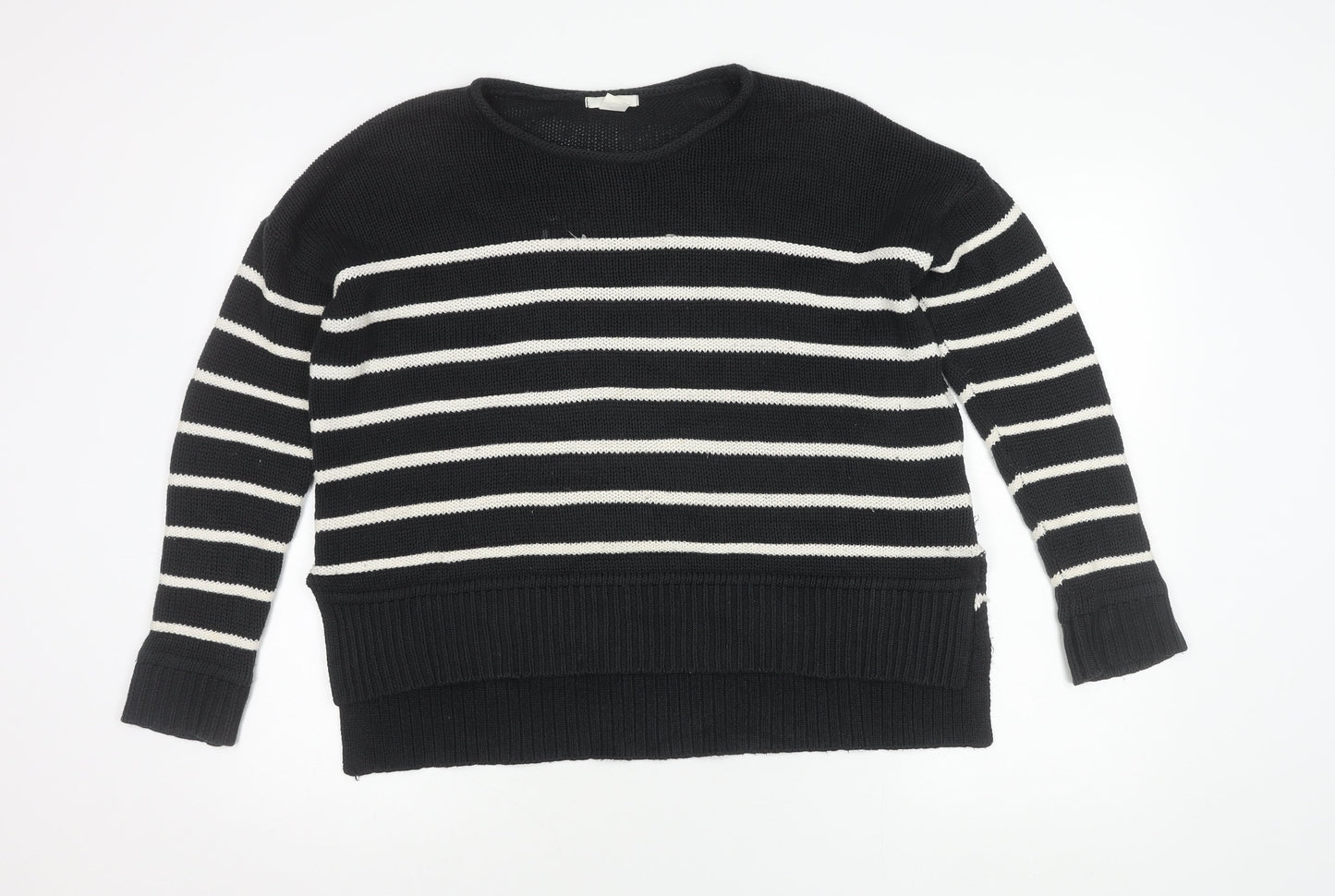 H&M Women's Black Striped Pullover Jumper, Size S