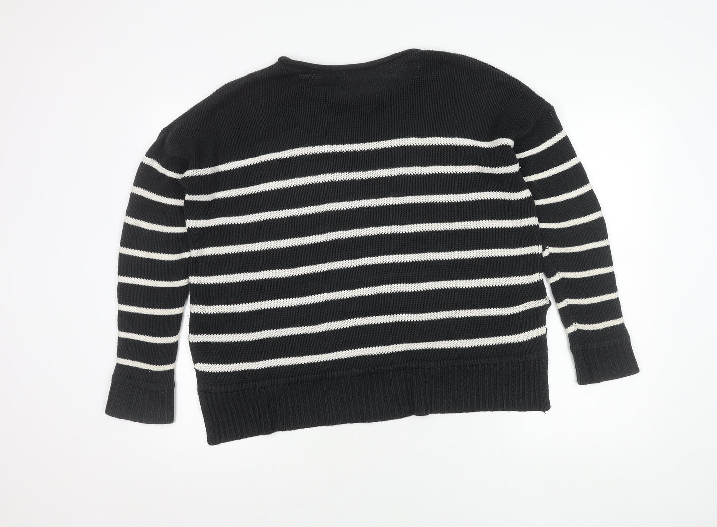H&M Women's Black Striped Pullover Jumper, Size S