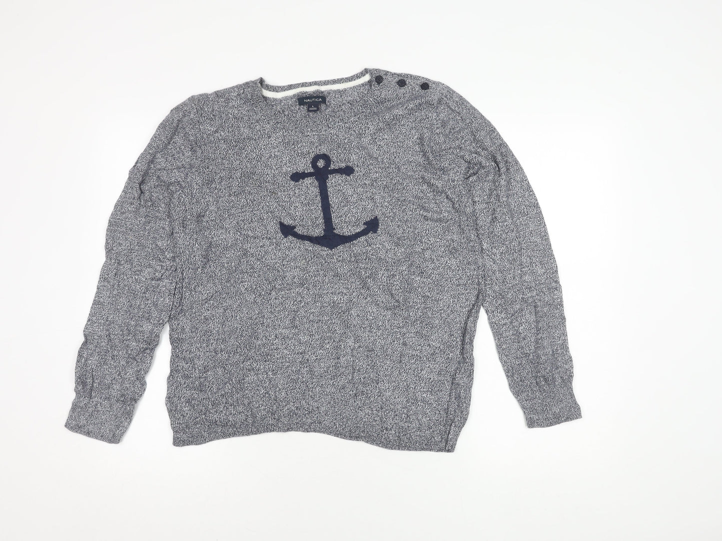 Nautica Women's Blue Knit Pullover Jumper Size L