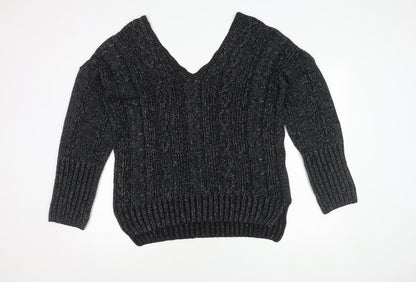 Topshop Women's Black Cable-Knit Pullover Jumper Size 10
