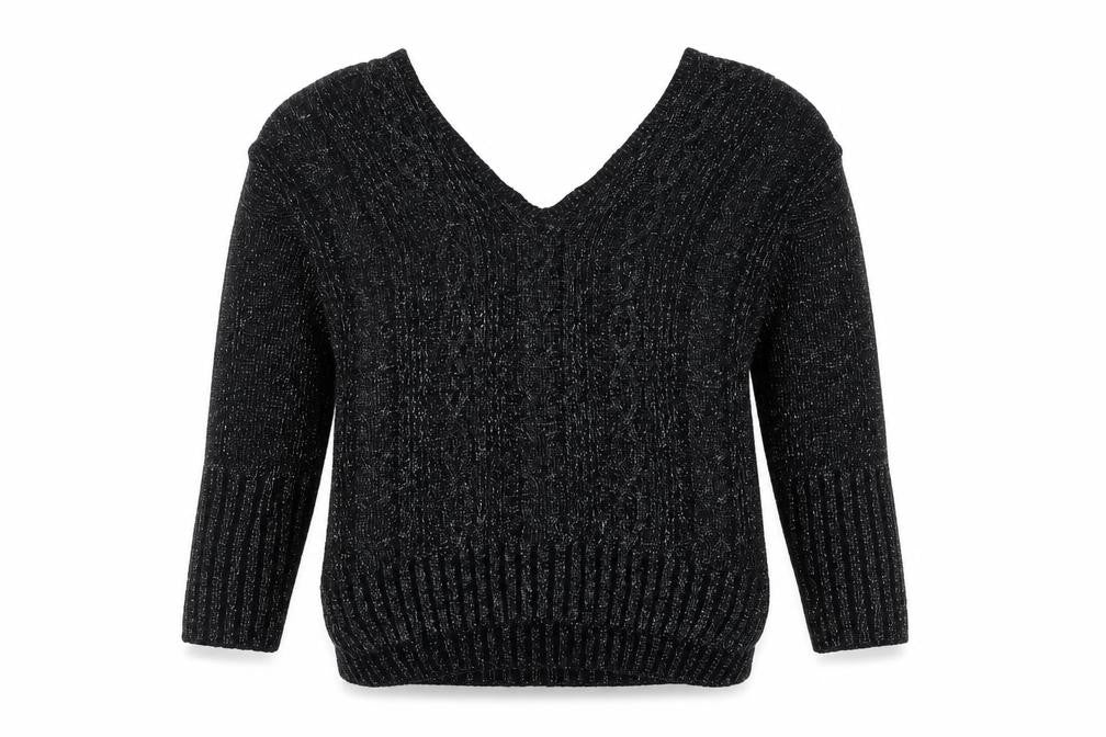 Topshop Women's Black Cable-Knit Pullover Jumper Size 10