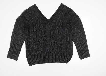 Topshop Women's Black Cable-Knit Pullover Jumper Size 10