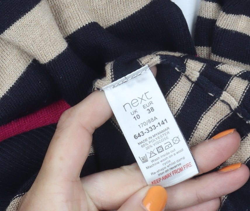 Next Women's Multicoloured Striped Pullover Jumper Size 10