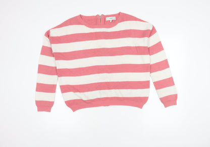 Additional front view of Next Women's Pink Striped Full Zip Jumper, size 10