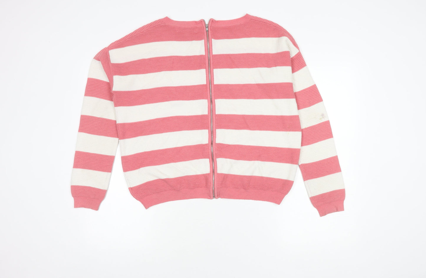 Next Women's Pink Striped Full Zip Jumper, Size 10