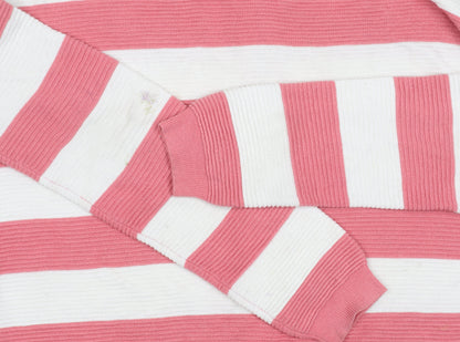 Close-up detail of Next Women's Pink Striped Full Zip Jumper, size 10