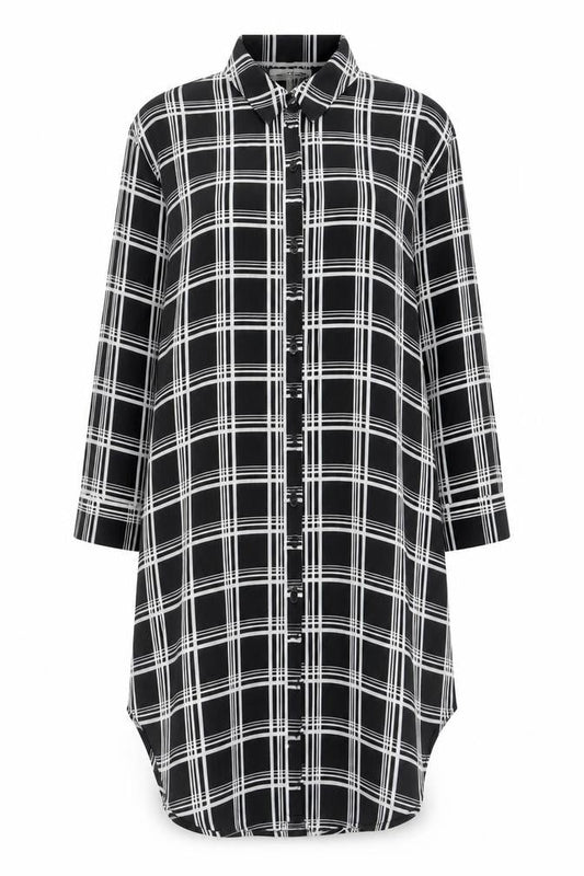 Monteau Women's Black Check Shirt Dress M
