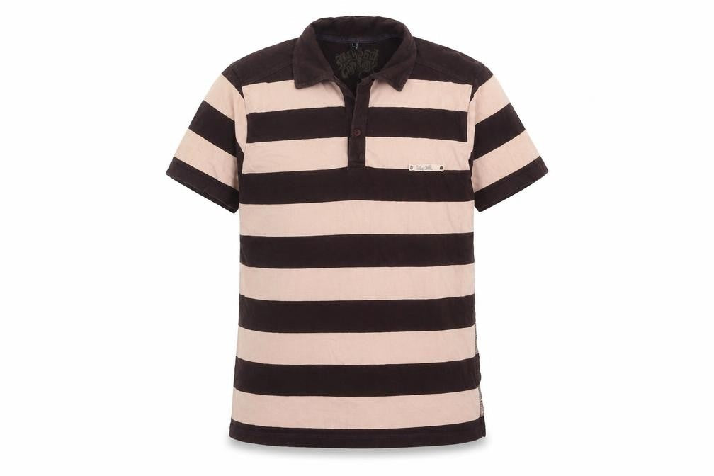 Teddy Smith Men's Beige/Black Striped Polo, L, 100% Cotton